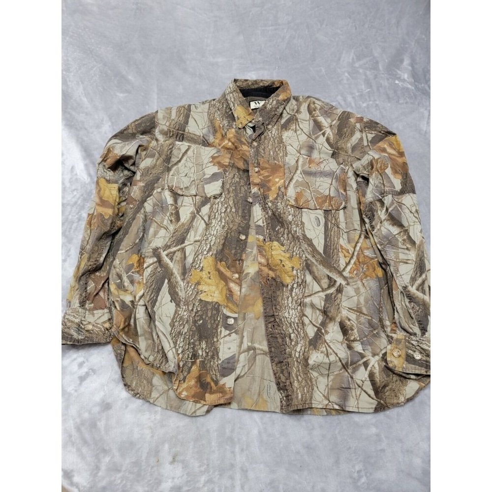 Walls Men’s Realtree Hardwoods Camo vented‎ button up shirt, long sleeve, 2xl